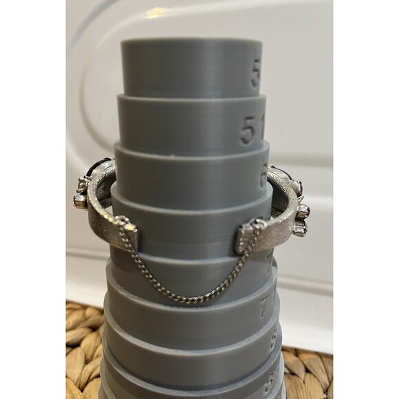 Vintage Juliana Style Silver Tone Clamper Bracelet Black Rhinestone Whimsigoth - Picture 10 of 10